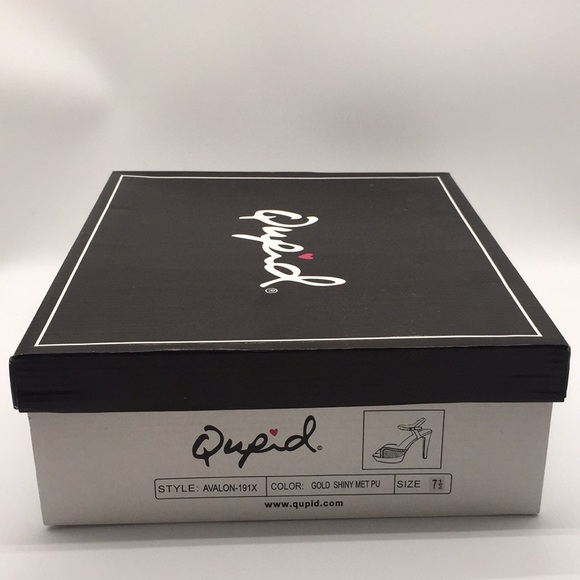 Qupid Ladies Platform Heels Pumps 5” Gold Shiny Metallic Open Toe Size 7.5 - Picture 3 of 16